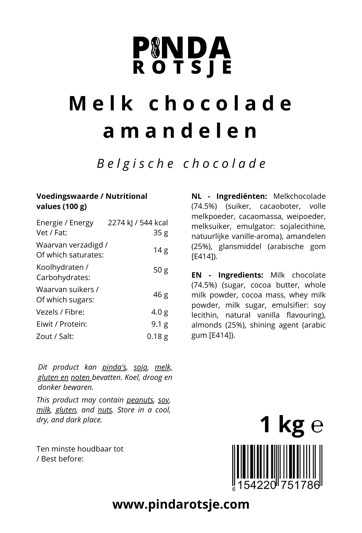 Melk chocolade amandelen 1 kg