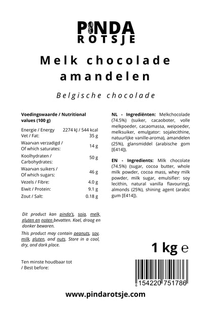 Melk chocolade amandelen 1 kg