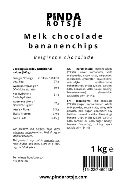 Melk chocolade bananenchips 1 kg