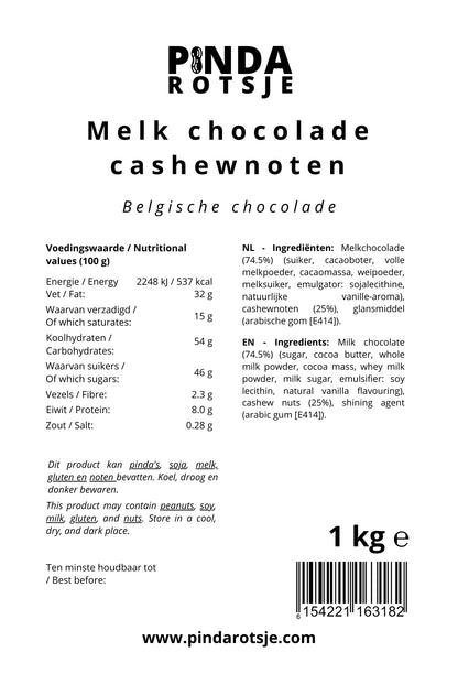 Melk chocolade cashewnoten 1 kg