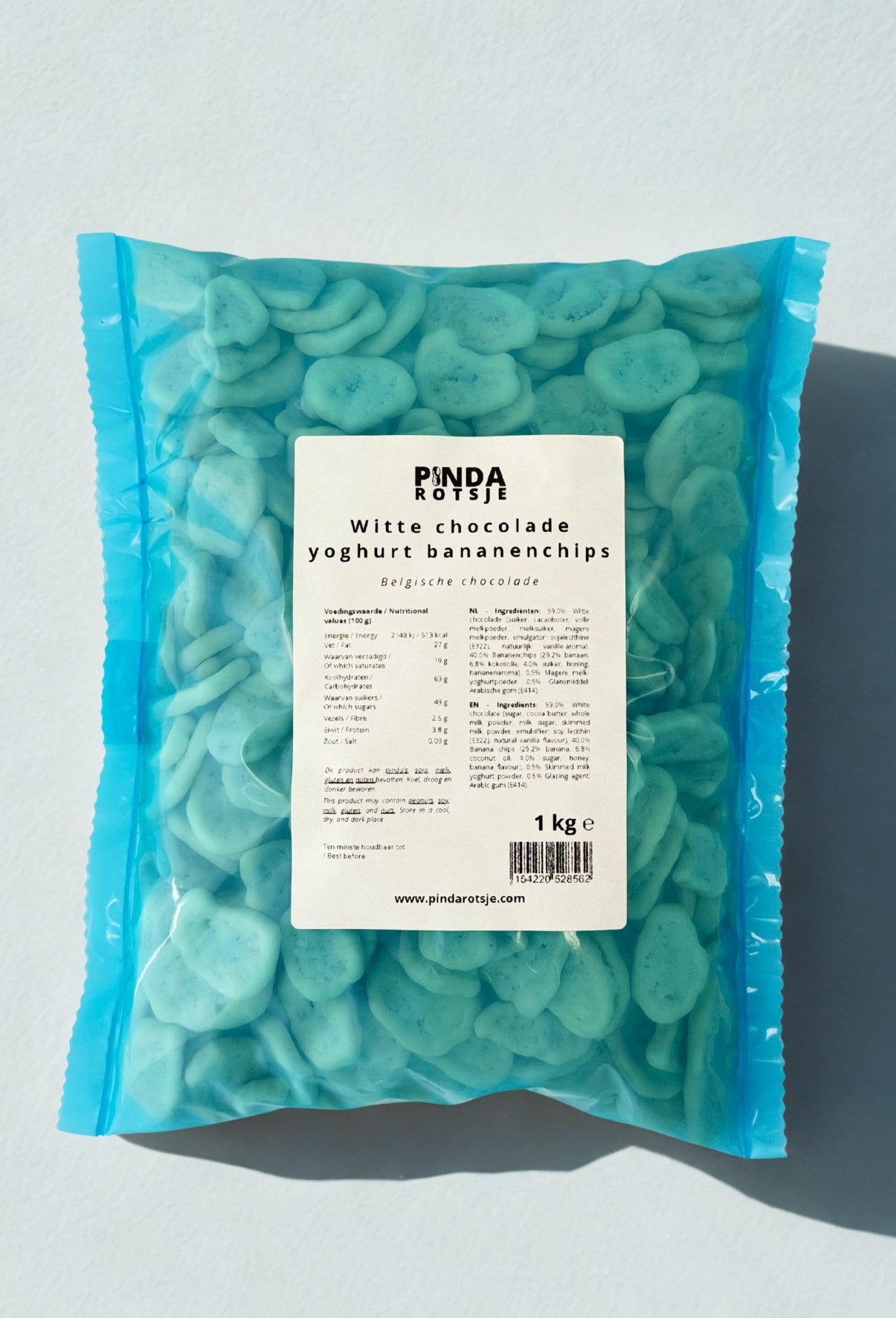 Witte chocolade yoghurt bananenchips 1 kg
